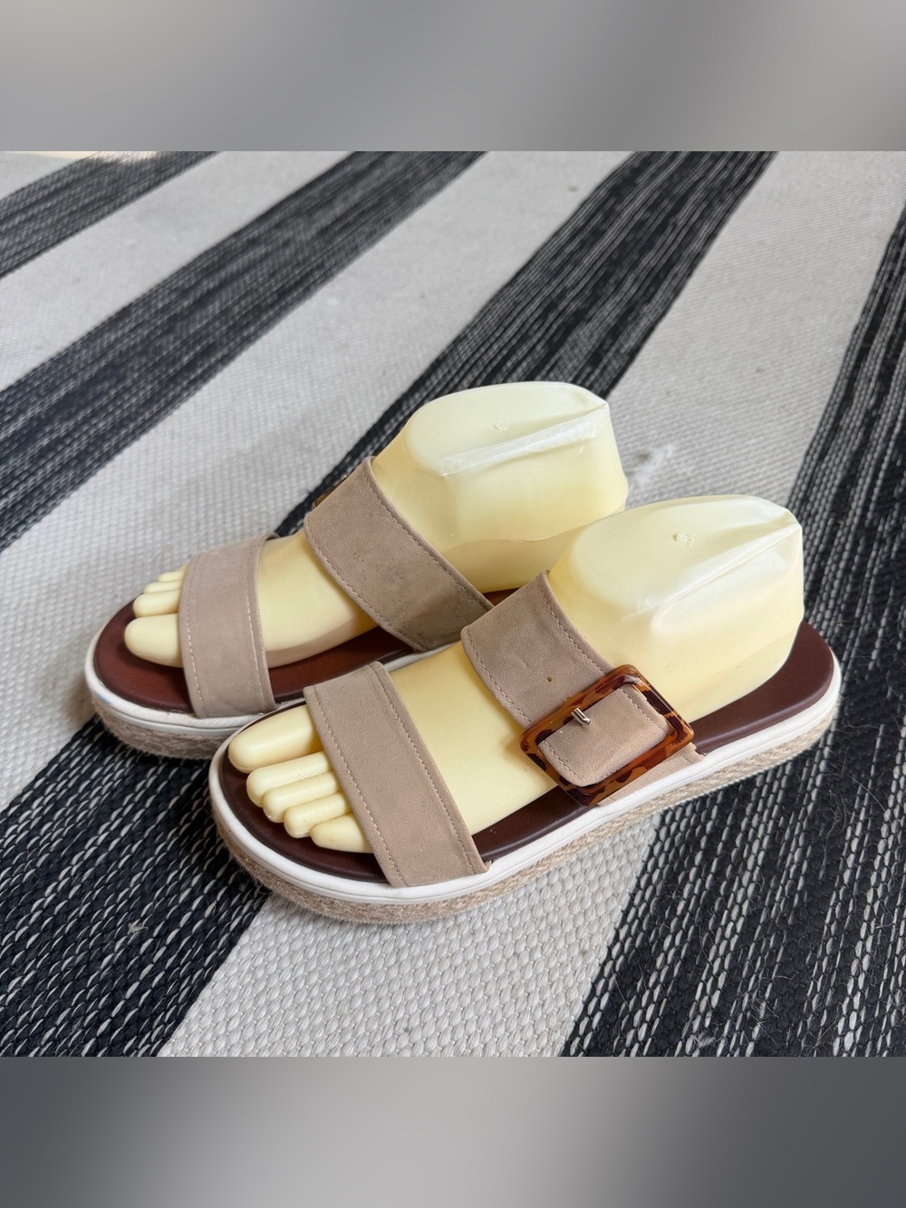 MIA Women’s Neutral Beige Double Strap Espadrille Slide Sandals Size 9